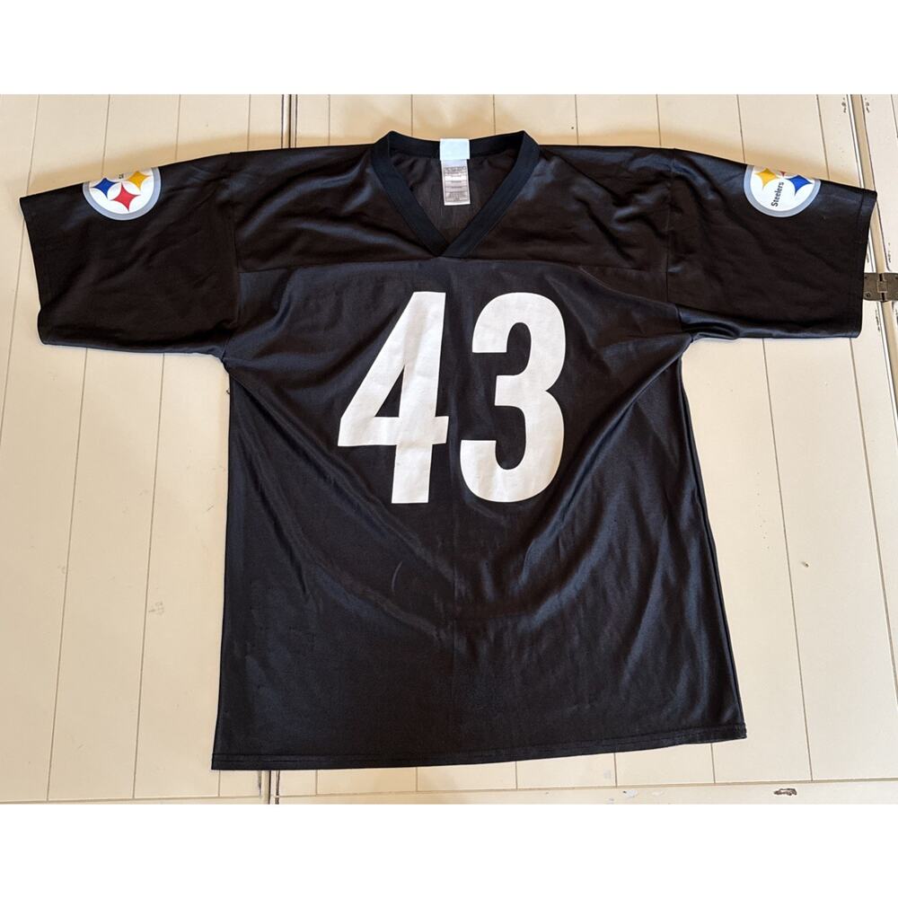NFL Troy Polamalu Pittsburgh Steelers #43 Black Football Jersey Men’s Size Large